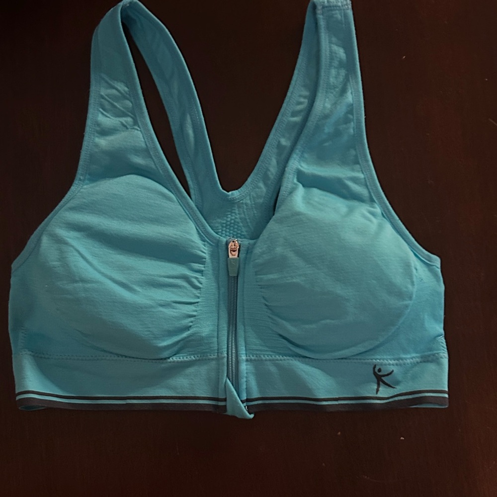 Danskin Now Aqua Zip-Front Sports Bra